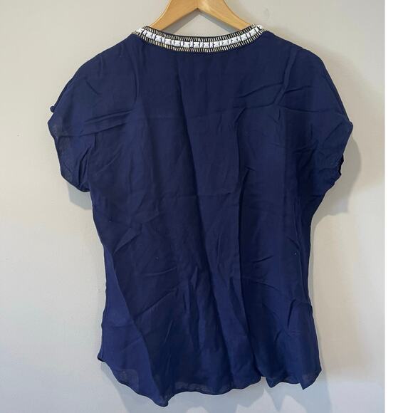 Lilly Pulitzer Women’s Valencia Beaded Cap Sleeve Too Top Navy Embellished Small - Picture 6 of 6